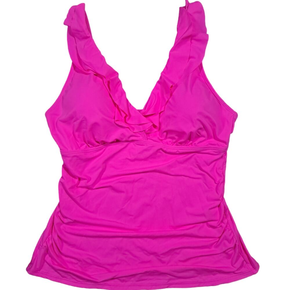 Yonique Womens Hot Pink Ruffle Tankini Size XL